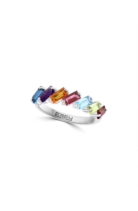 Sterling Silver Mixed Gemstone Ring