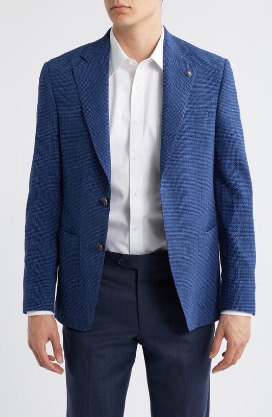 Myles Navy Check Wool Blend Seersucker Sport Coat