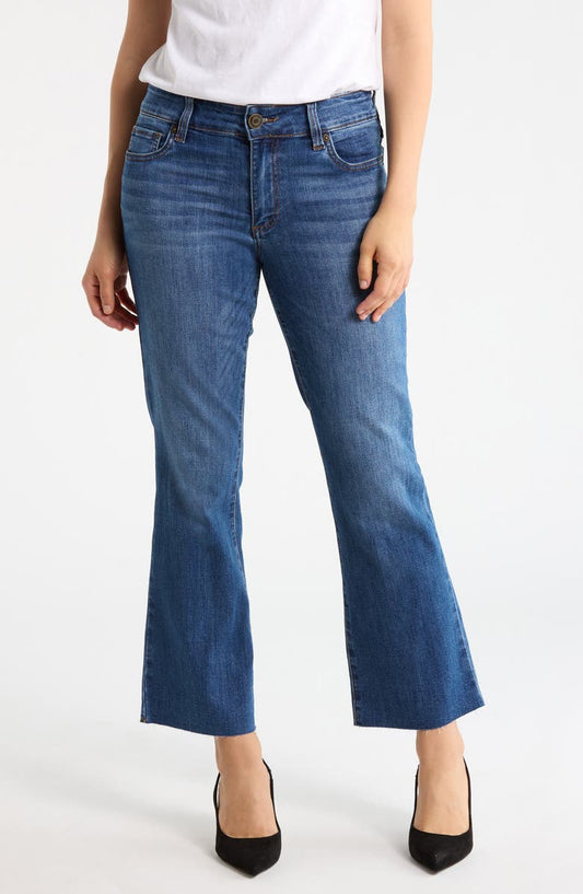 Nikki Ankle Kick Flare Leg Jeans (Field Rush)