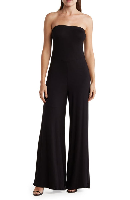 Slit Leg Strapless Jumpsuit