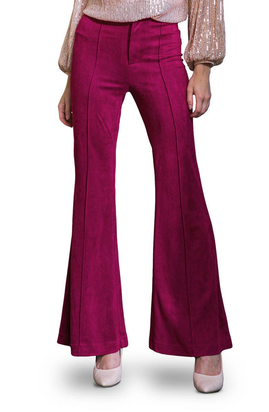 Faux Suede Flare Pants