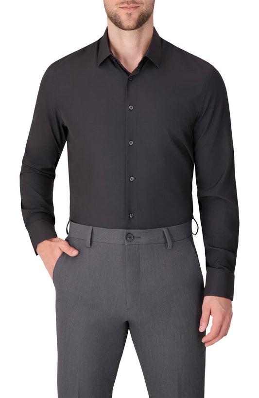 Herringbone Print Slim Fit Stretch Dress Shirt