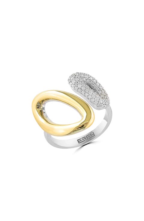 Two-Tone Pavé Diamond Bypass Ring
