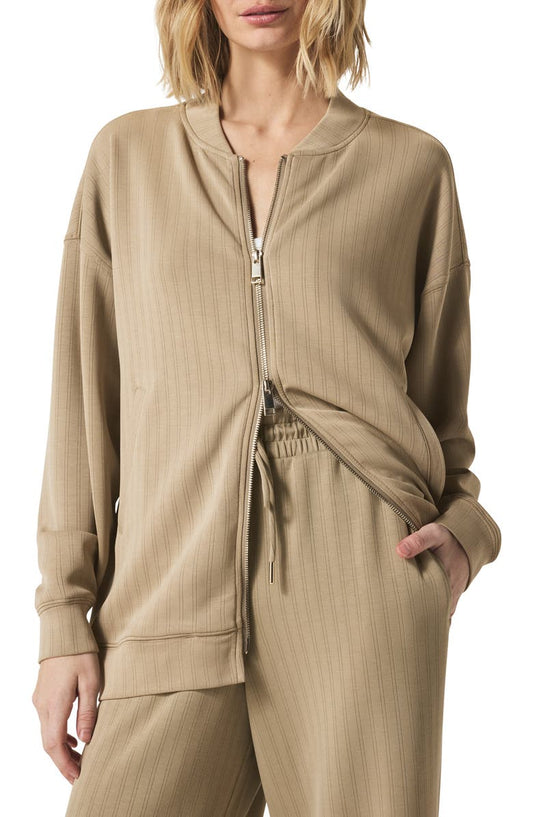 x @cellajaneblog Rib Scuba Knit Zip-Up Jacket