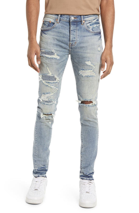 Ripped Skinny Jeans (Light Indigo Vintage)