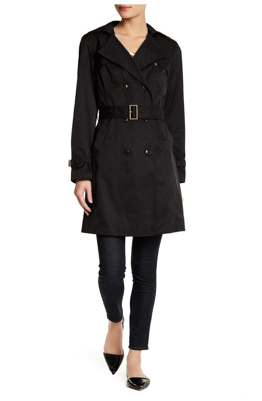Cole Haan Hooded Double-Breasted Trench Coat