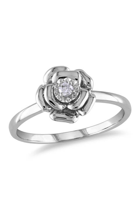 Anillo Flor de Diamantes - 0,05 ctw