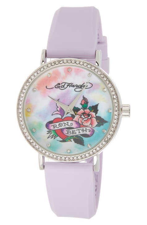 x Reloj con correa de silicona Ed Hardy, 38 mm