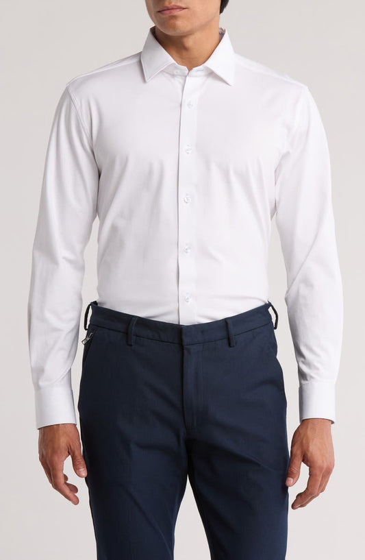 Tailored Fit Solid Cotton Dress Shirt