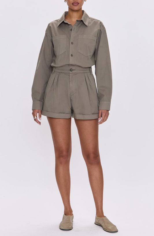 Archie Long Sleeve Stretch Cotton Romper
