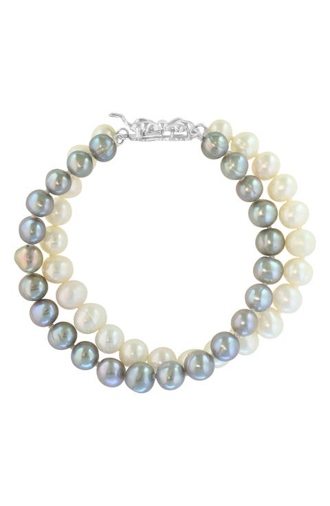 Sterling Silver Freshwater Pearl Double Strand Bracelet