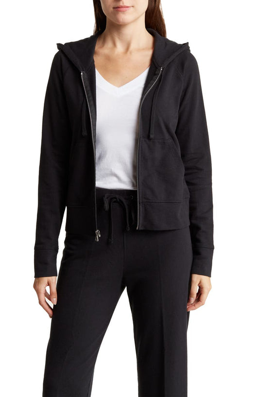 French Terry Crop Zip Hoodie