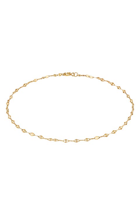 14K Gold Mirror Link Anklet
