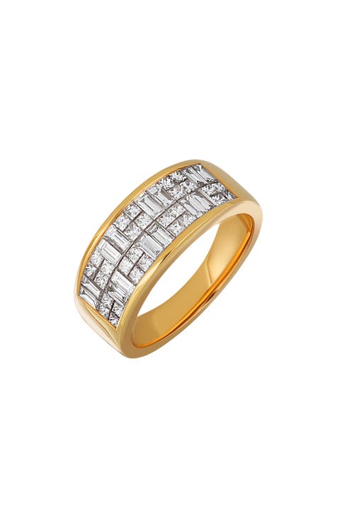 Anillo Gatsby de Oro Rosa de 18 K con Diamantes Baguette y Redondos - 1,21 ct. (Exclusivo Nordstrom)