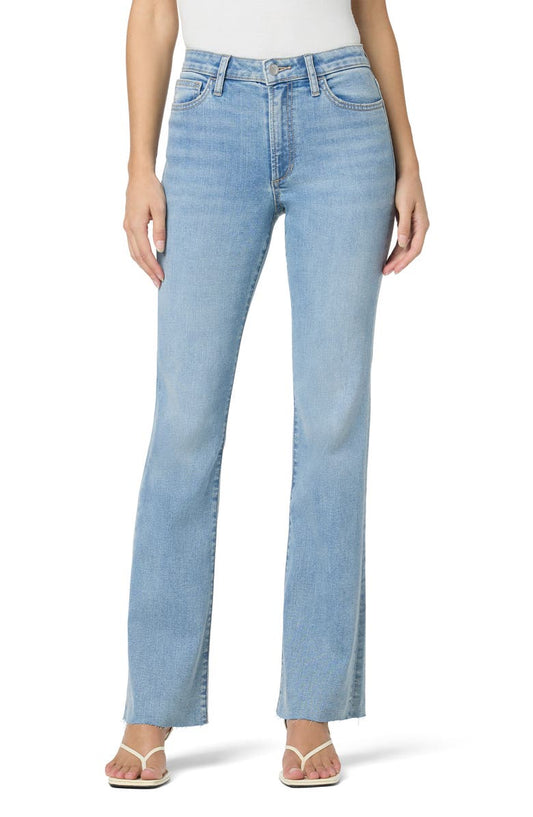 High Waist Raw Hem Curvy Bootcut Jeans