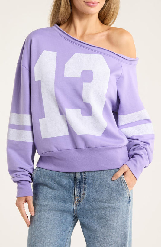 Varsity Off Shoulder Sweatshirt