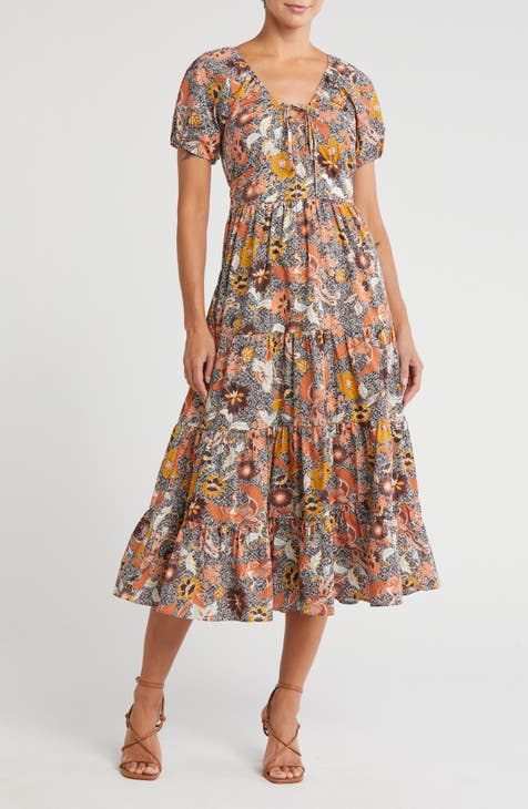 Vestido fruncido con cuello en V