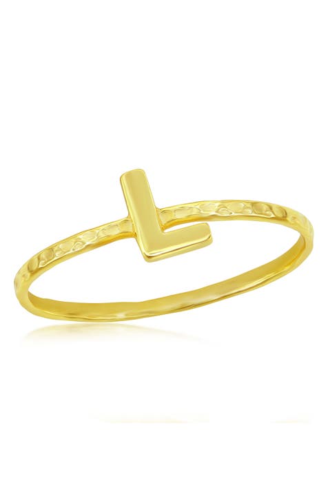 Anillo de oro amarillo con inicial
