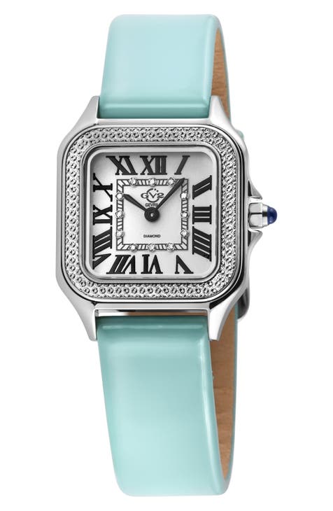 Reloj de piel con diamantes Milan, 27.5mm - 0.06ctw
