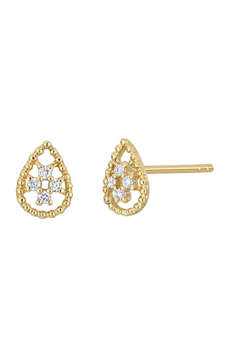 Mykonos Diamond Teardrop Stud Earrings