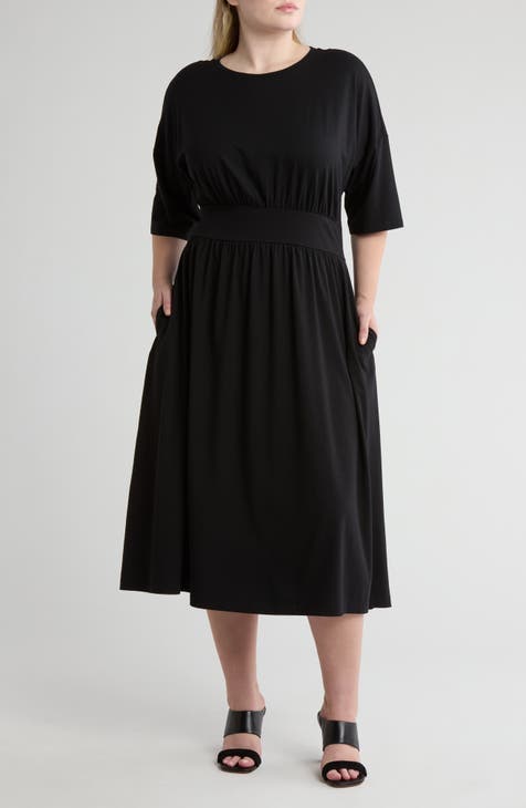 Vestido midi con cintura ceñida (Plus)