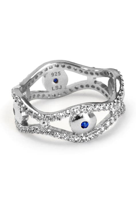Anillo de plata de ley CZ Evil Eye Eternity - Talla 7