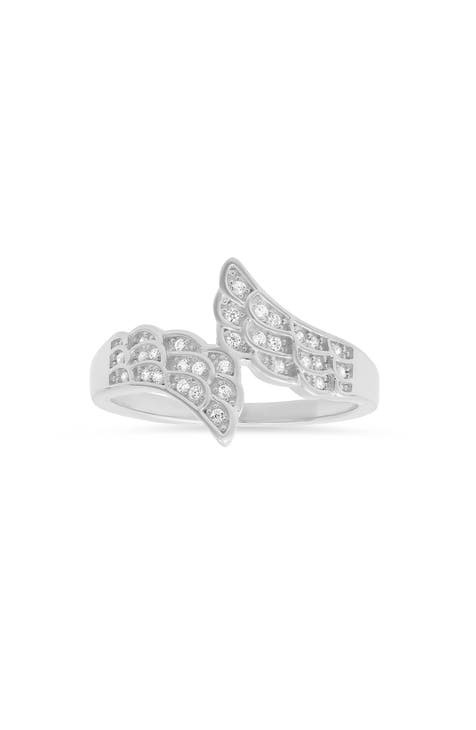 Anillo ala de ángel de circonita cúbica