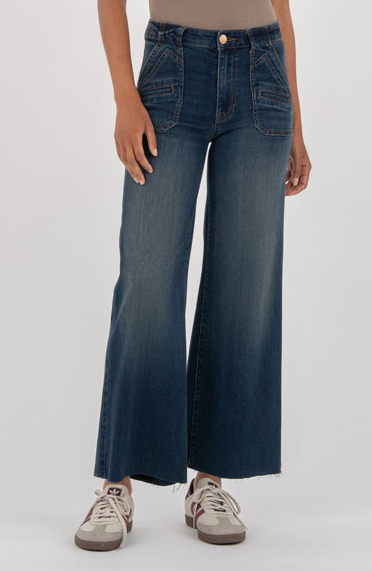 Meg Raw Hem Ankle High Waist Wide Leg Jeans