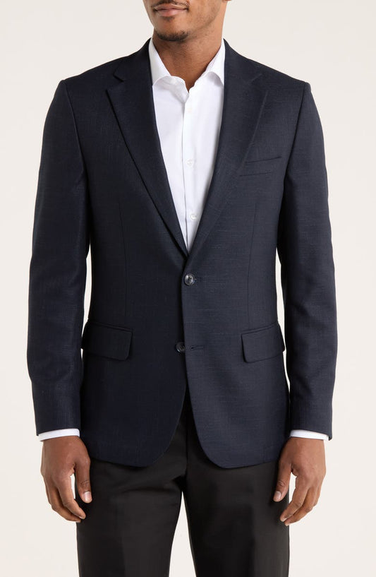 Navy Crosshatch Notch Lapel Sport Coat (Short, Regular & Long)