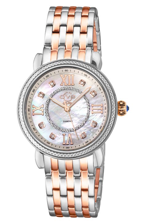 Reloj Marsala bicolor pulsera diamantes, 37mm - 0.05 ctw.