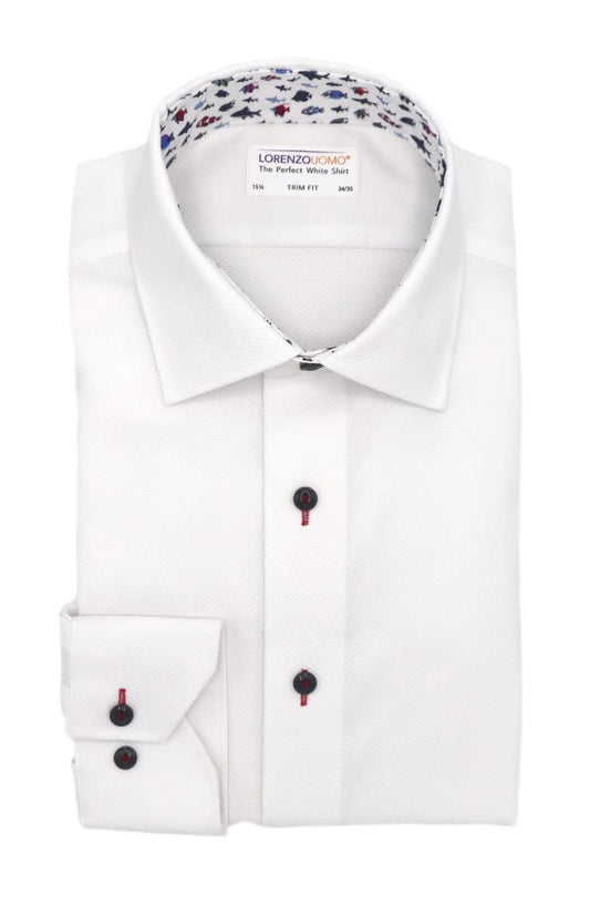 Lorenxo Uomo Trim Fit Diamond Textured Dress Shirt