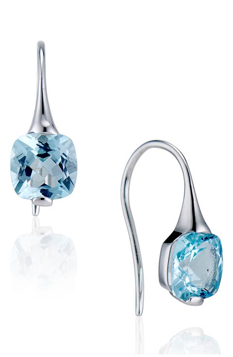 Sterling Silver Blue Topaz Drop Earrings