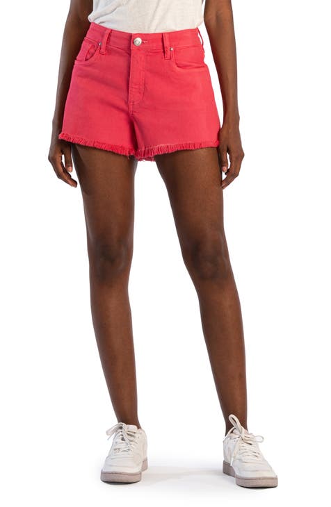 Pantalones cortos de mezclilla de cintura alta deshilachados Jane (cereza)