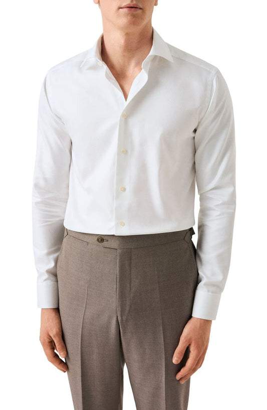 Slim Fit Textured Stripe Cotton Dress Shirt