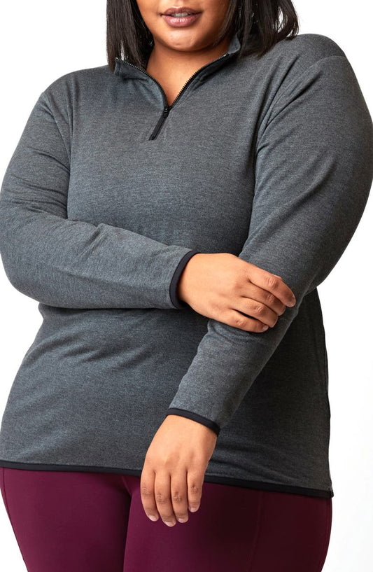Feather Fleece Quarter Zip Pullover (Plus)