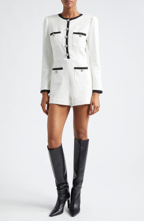 Mono de tweed de manga larga con bolsillo de parche de Shiloh