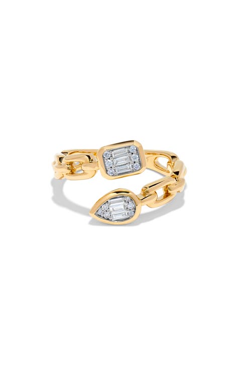 Anillo de oro de 14 quilates con diamantes en forma de clip - 0,23 ct.