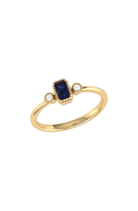 La Vie Emerald Cut Sapphire & Diamond Ring - 0.04ct.