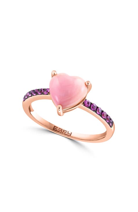 Anillo Corazón Zafiro Rosa Oro Rosa 14K