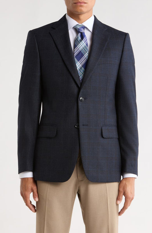 Plaid Wool Two-Button Sport Coat