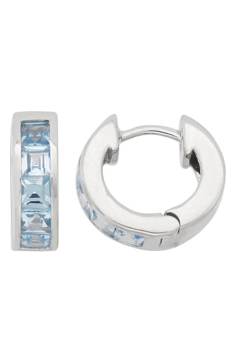 Gemstone Huggie Hoop Earrings