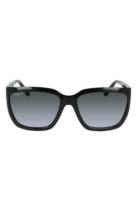 Salvatore Ferragamo Classic Logo Gafas de sol rectangulares degradadas de 59 mm
