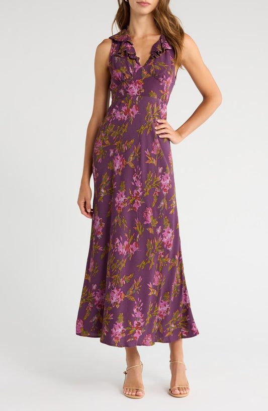 Ruffle Detail Sleeveless Midi Dress