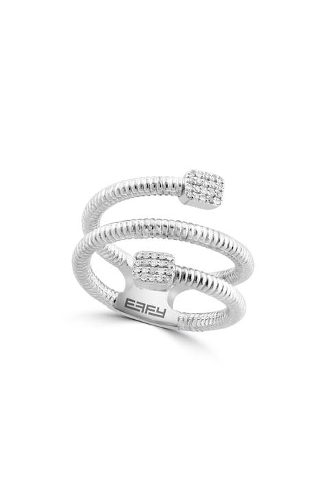 Anillo Pavé de Diamantes de Plata de Ley - 0,11ct