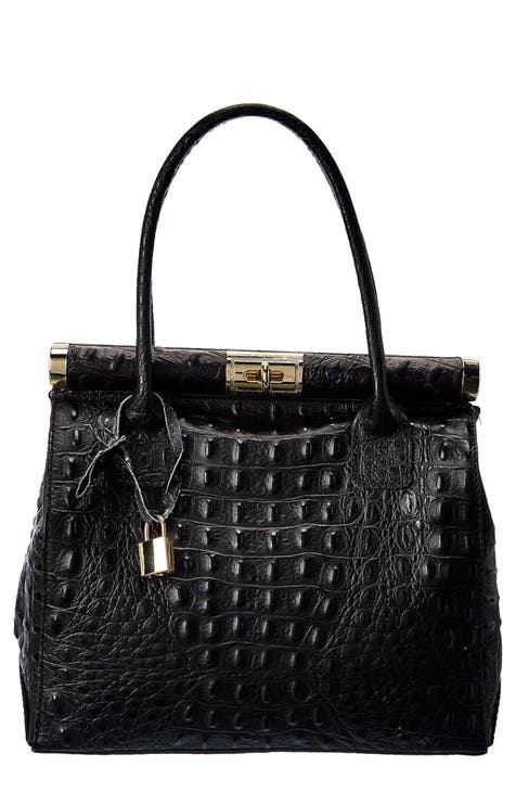 Bolso de mano con estampado de cocodrilo