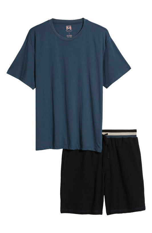 Cotton Blend Pajama T-Shirt & Waffle Shorts Set