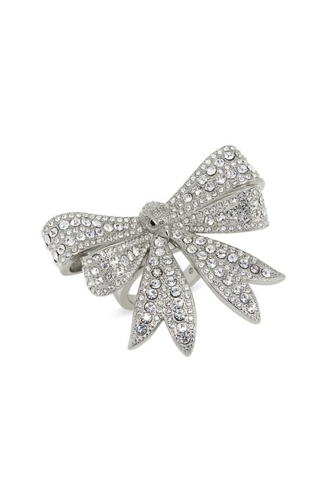 Anillo de cóctel con lazo de cabeza de águila de cristal pavé