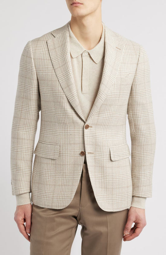 Capri Trim Fit Plaid Wool & Linen Blend Sport Coat