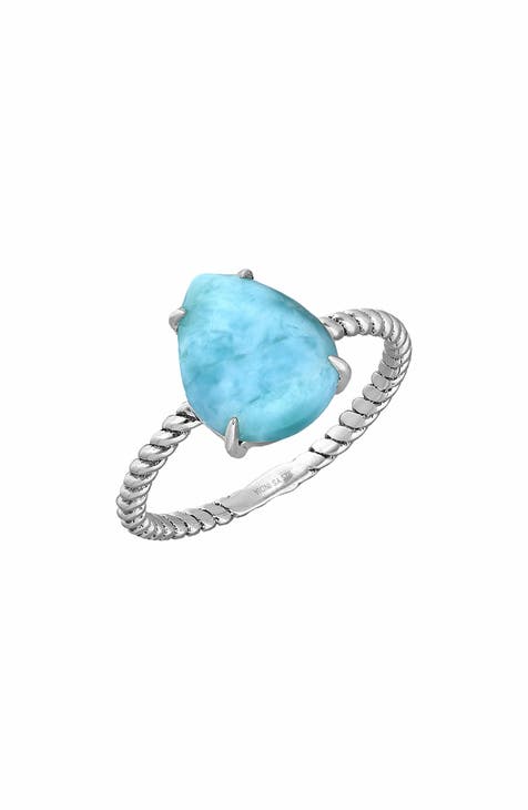 Anillo de plata de ley Larimar