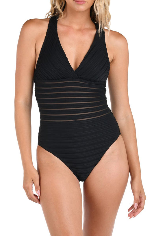 Fluid Lines Cross Back One-Piece Swimsuit